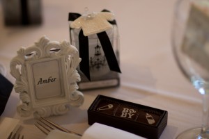 Guest Favors: White Frame, Chandelier Votive Candle and Baby Chocolates