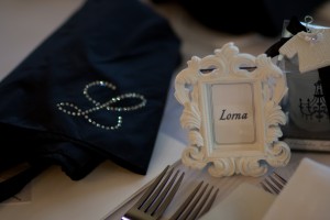 Black umbrella with crystal initial of guest as a gift 