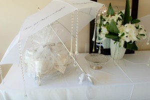 Raffle Prize with hand created shower umbrellas with Italian lullaby and crystals