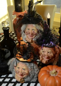 Three friendly witches, kitchen table centerpiece