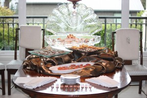 The Buffet Table with Ice Clam Shell Sculpture