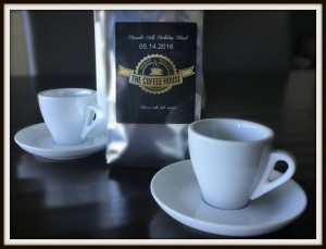 6. Bag of special birthday blend espresso coffee with espresso cup and saucer to celebrate his love for the bean